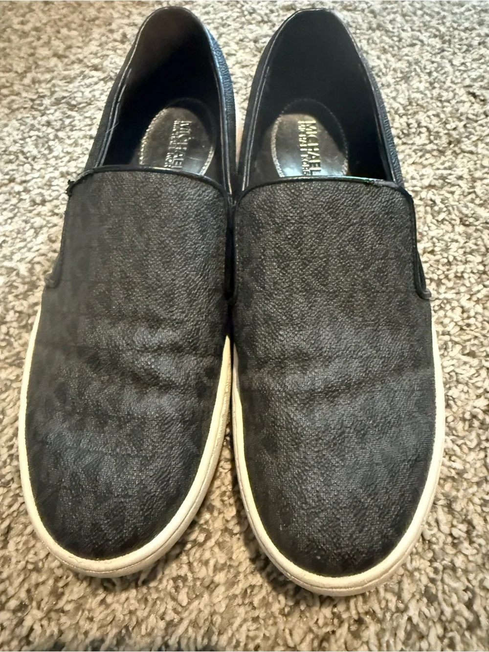 Michael Kors Black Slip-On Loafers with White Soles
